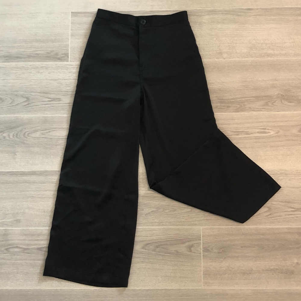 Urban Outfitters wide leg silk trousers. Black, size S (fit like XS) Never worn